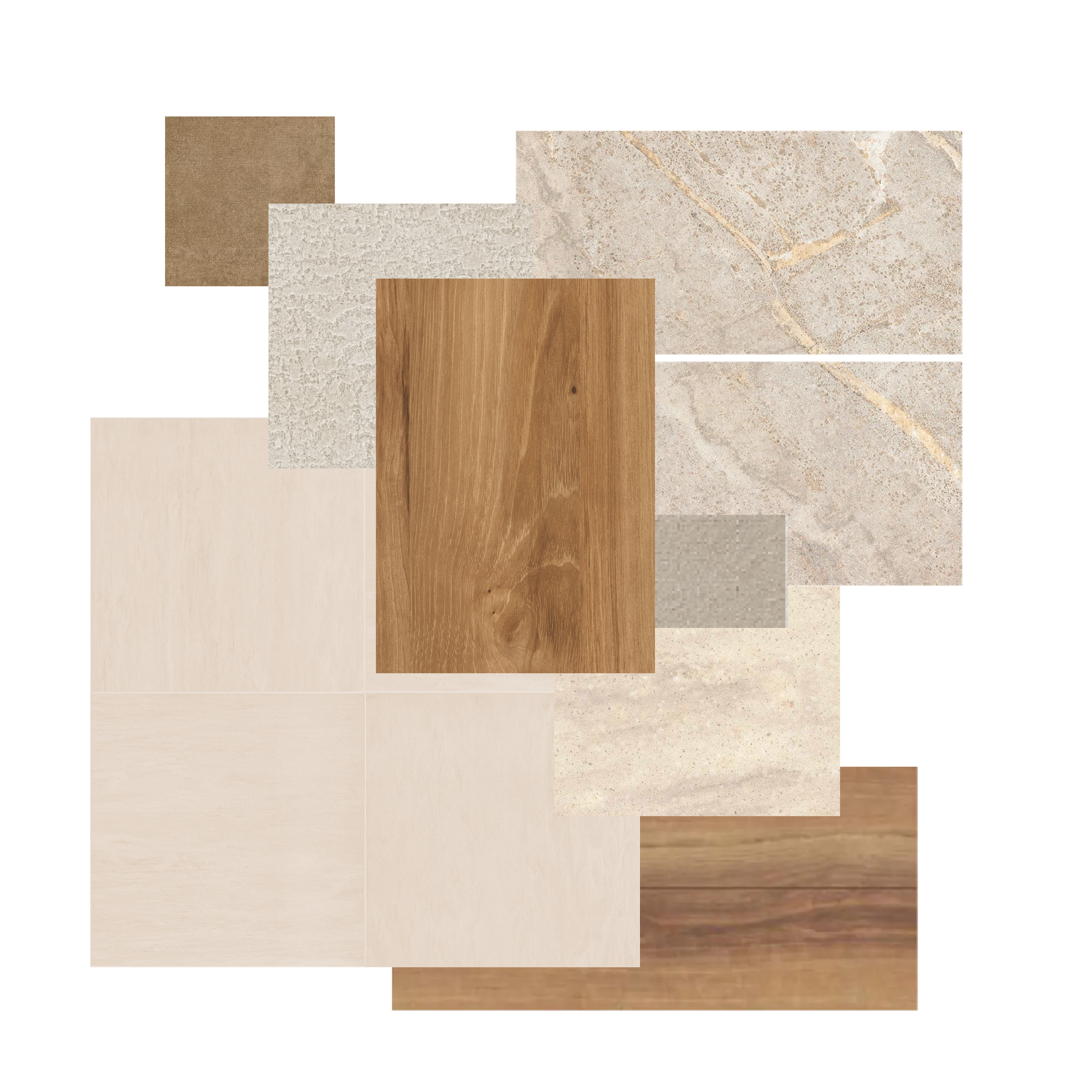 アイボリーや木目のカラーサンプル